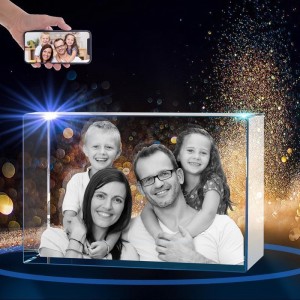Personalized Crystal, 3D Crystal Photo, for Mom, Beautiful Premium Personalized Birthday Gift, Customized 3D Couple Gifts Straight edge horizontal