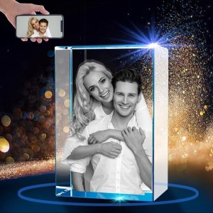 Personalized Crystal, 3D Crystal Photo, for Mom, Beautiful Premium Personalized Birthday Gift, Customized 3D Couple Gifts Straight edge vertical