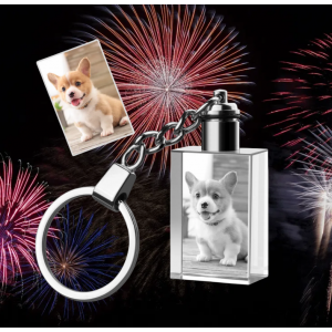 Mothers Day Personalized gift, Customized 2D Crystal Keychain with 7-color LED light, 2D Laser Gift （rectangle）